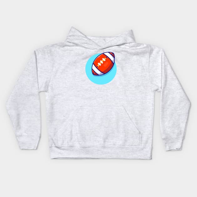 Rugby Ball Cartoon Vector Icon Illustration Kids Hoodie by Catalyst Labs